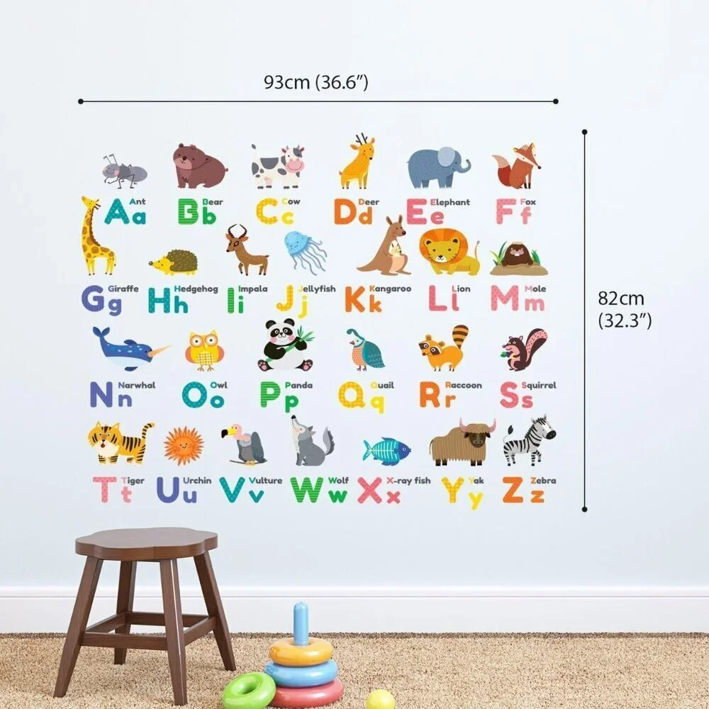 ABC Colourful Animal Alphabet Wall Stickers - BRAND NEW